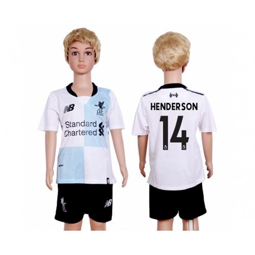 Liverpool #14 Henderson Away Kid Soccer Club Jersey